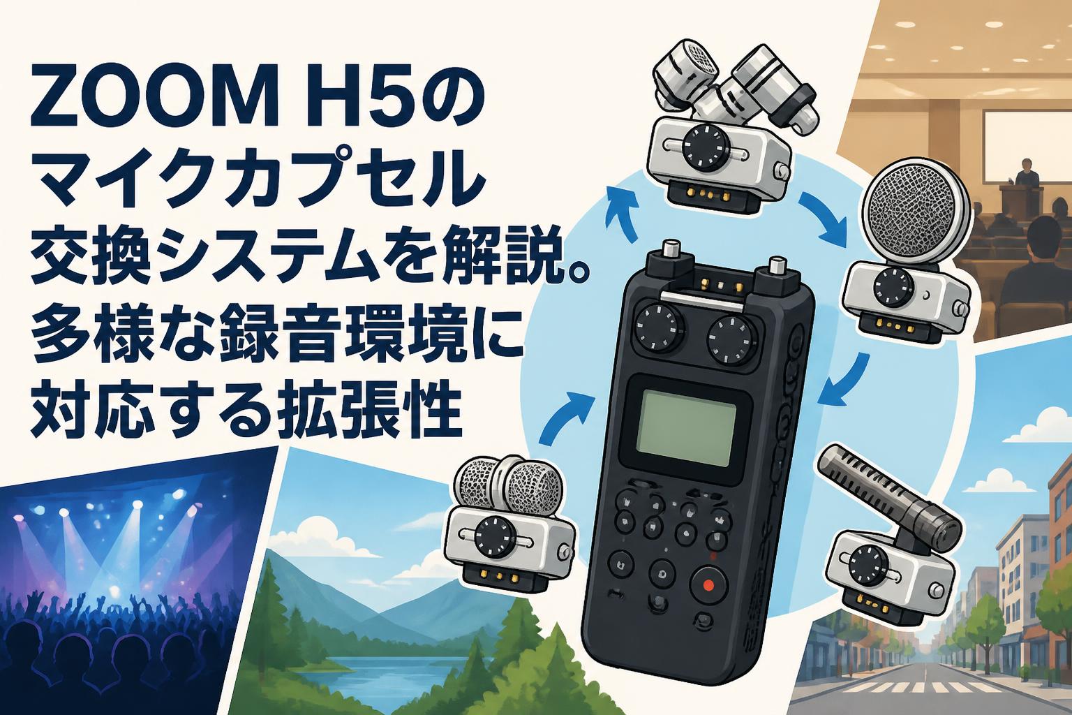ZOOM H5のマイクカプセル交換システムを解説。多様な録音環境に対応する拡張性