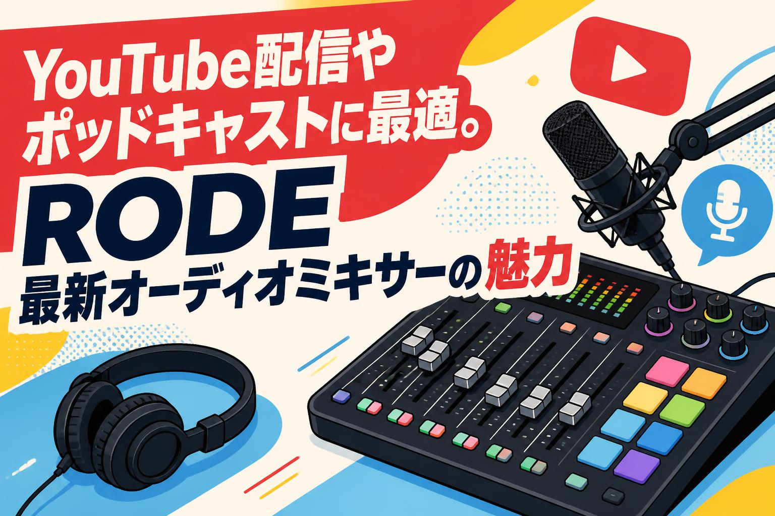 YouTube配信やポッドキャストに最適。RODE最新オーディオミキサーの魅力