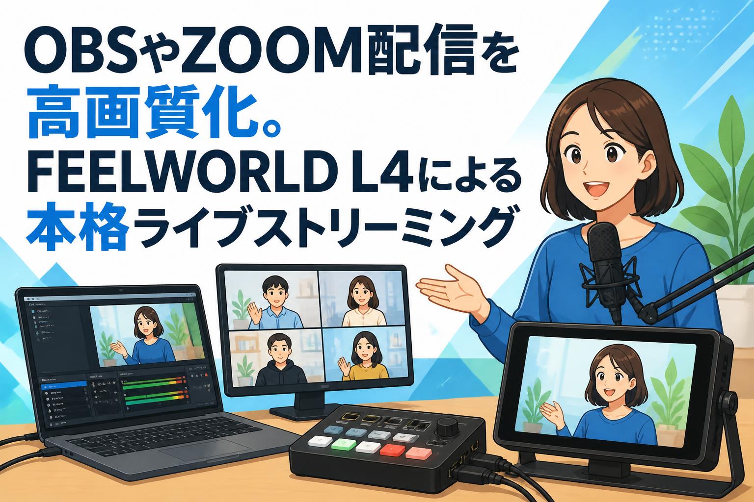OBSやZOOM配信を高画質化。FEELWORLD L4による本格ライブストリーミング