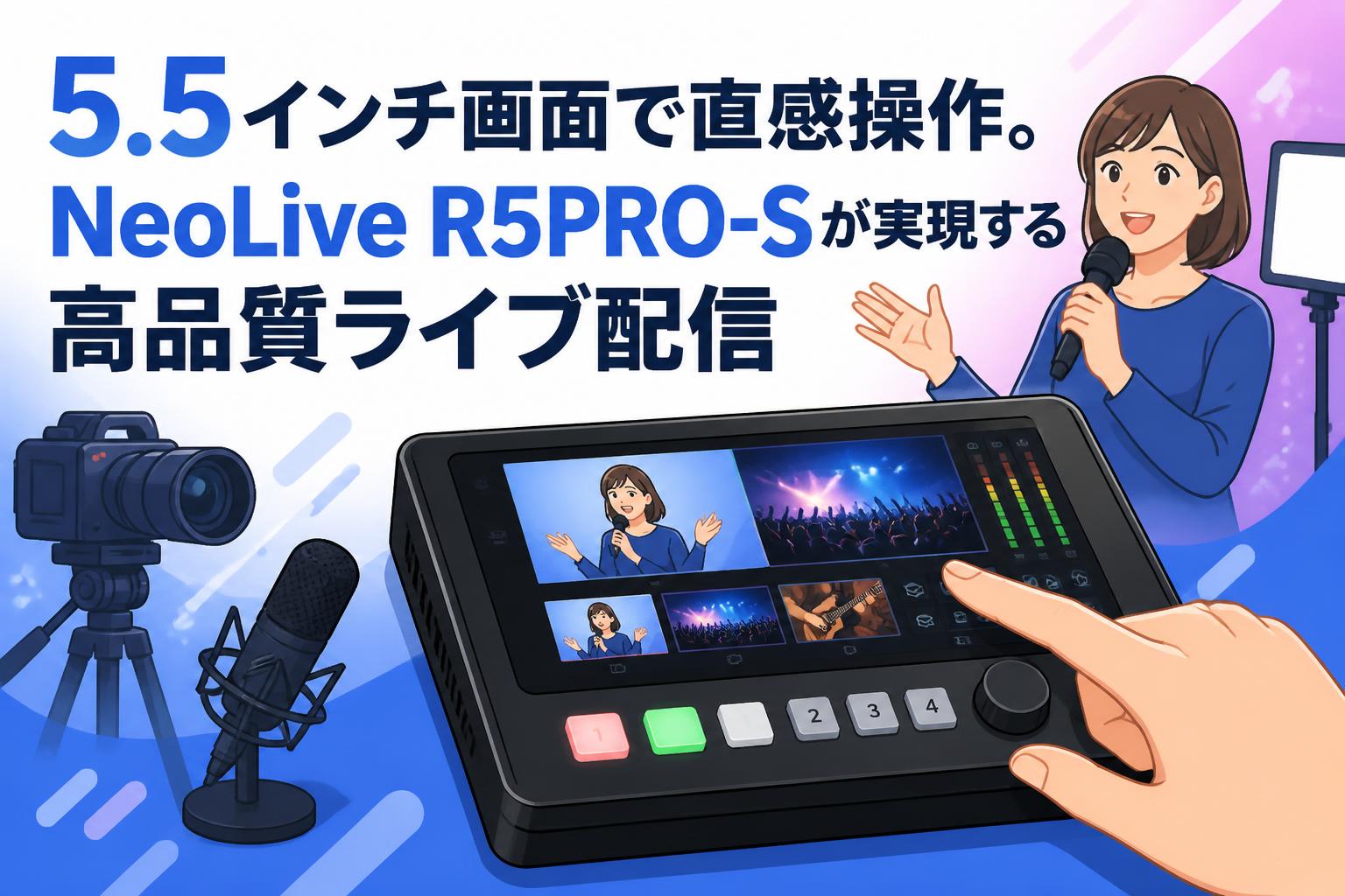 5.5インチ画面で直感操作。NeoLive R5PRO-Sが実現する高品質ライブ配信