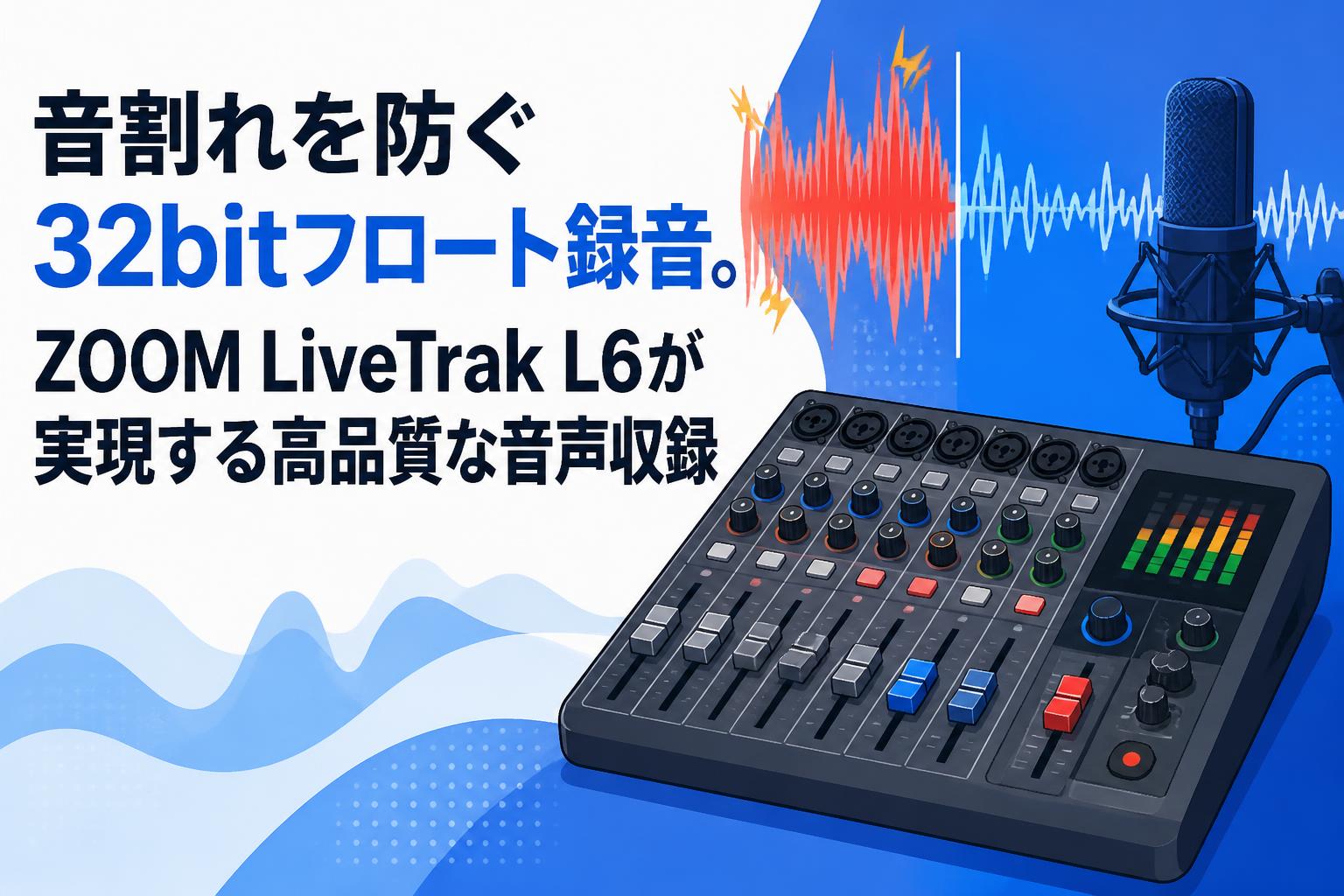 音割れを防ぐ32bitフロート録音。ZOOM LiveTrak L6が実現する高品質な音声収録