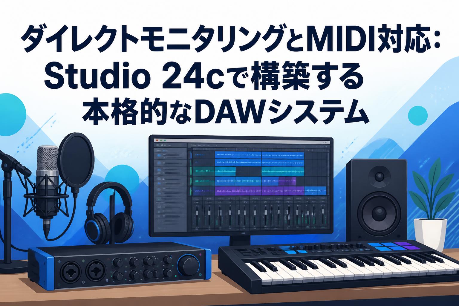 ダイレクトモニタリングとMIDI対応：Studio 24cで構築する本格的なDAWシステム