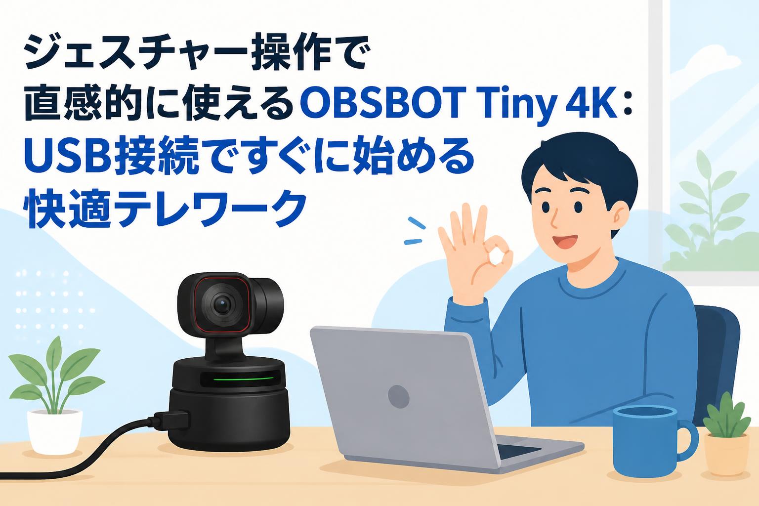 ジェスチャー操作で直感的に使えるOBSBOT Tiny 4K：USB接続ですぐに始める快適テレワーク