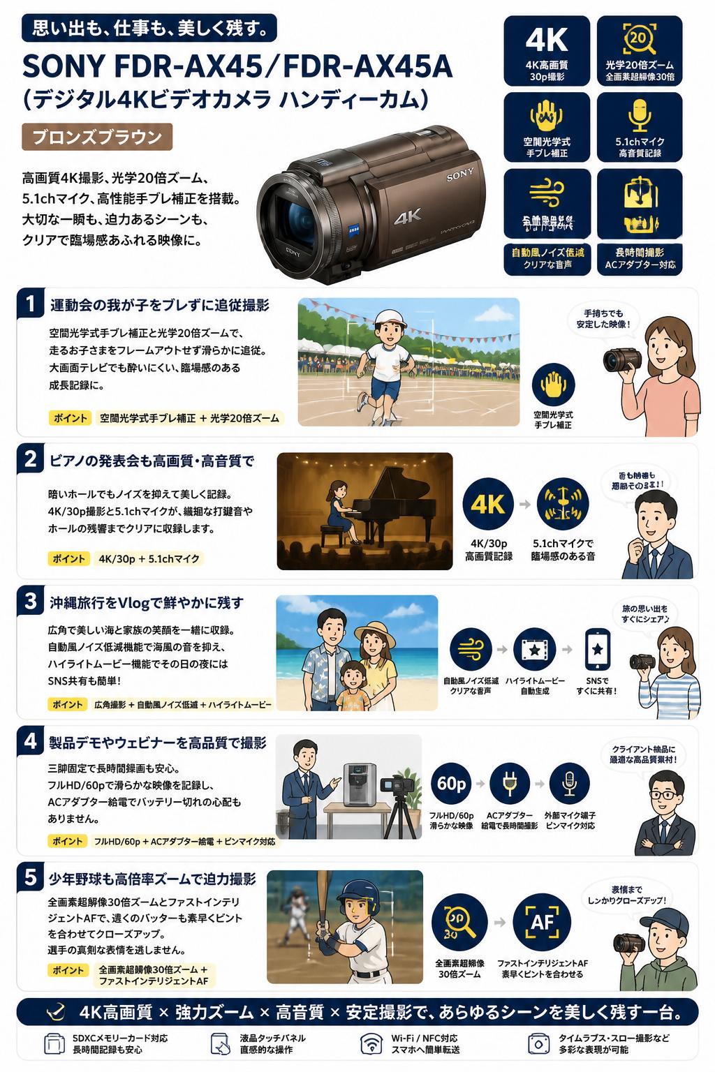 SONY FDR-AX45 ／FDR-AX45A（デジタル４Kビデオカメラ ハンディーカム））ブロンズブラウン 用途