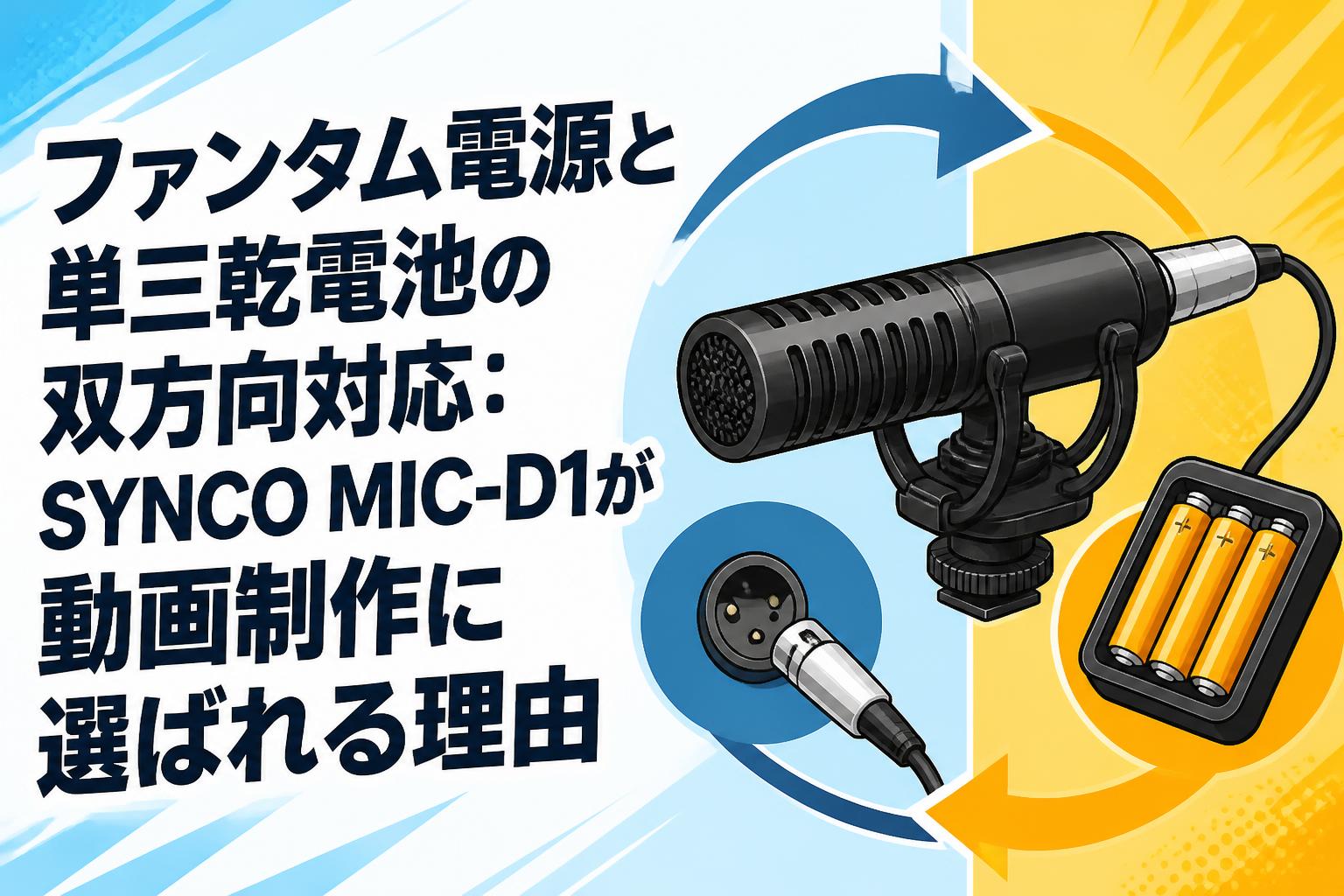 ファンタム電源と単三乾電池の双方向対応：SYNCO MIC-D1が動画制作に選ばれる理由