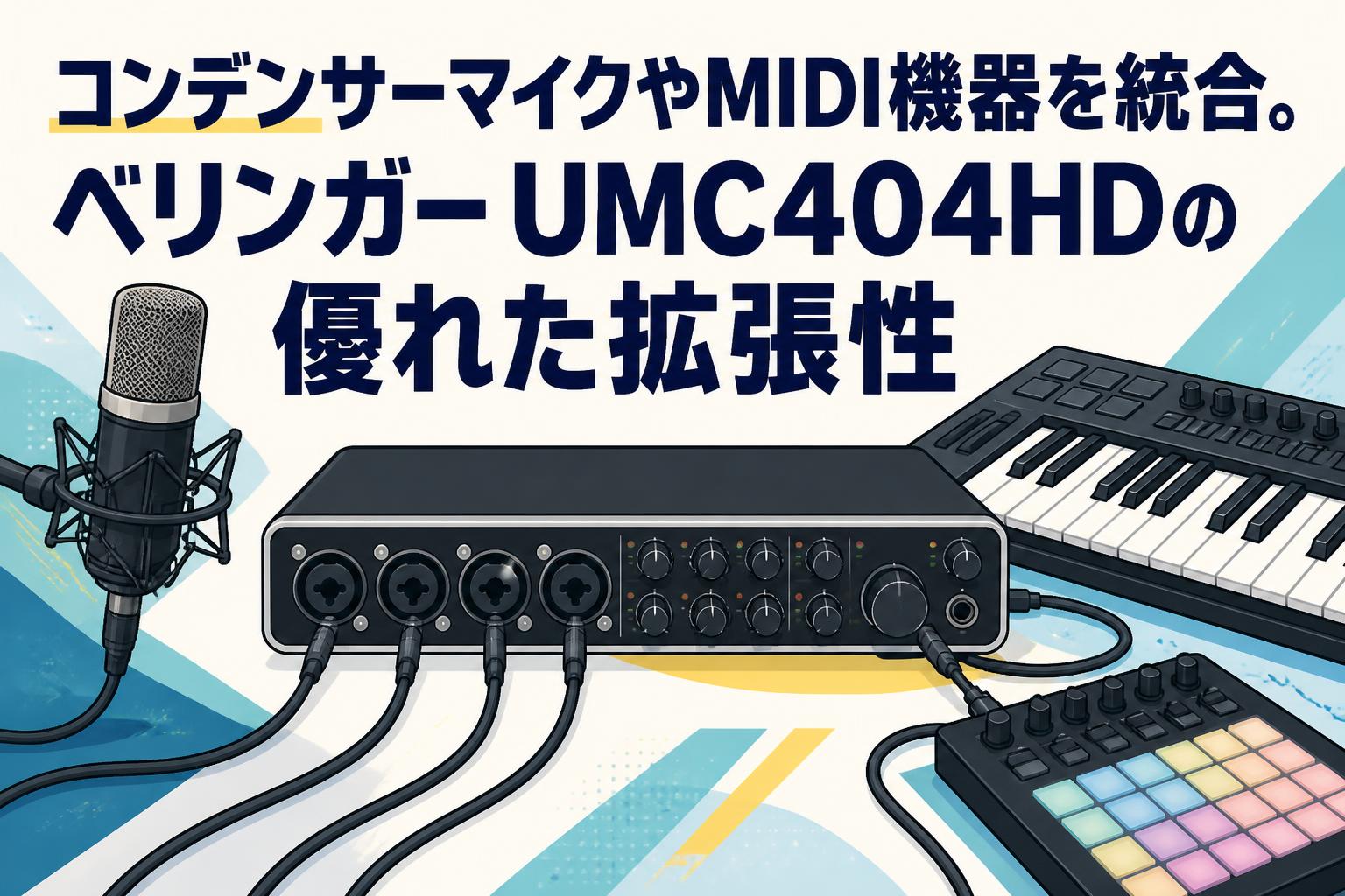 コンデンサーマイクやMIDI機器を統合。ベリンガー UMC404HDの優れた拡張性