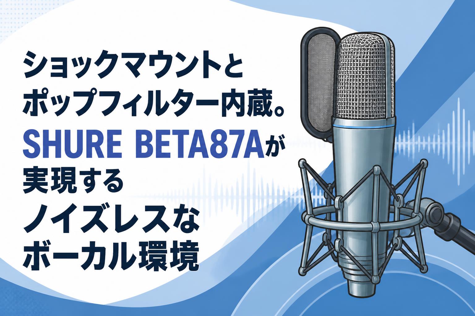 ショックマウントとポップフィルター内蔵。SHURE BETA87Aが実現するノイズレスなボーカル環境