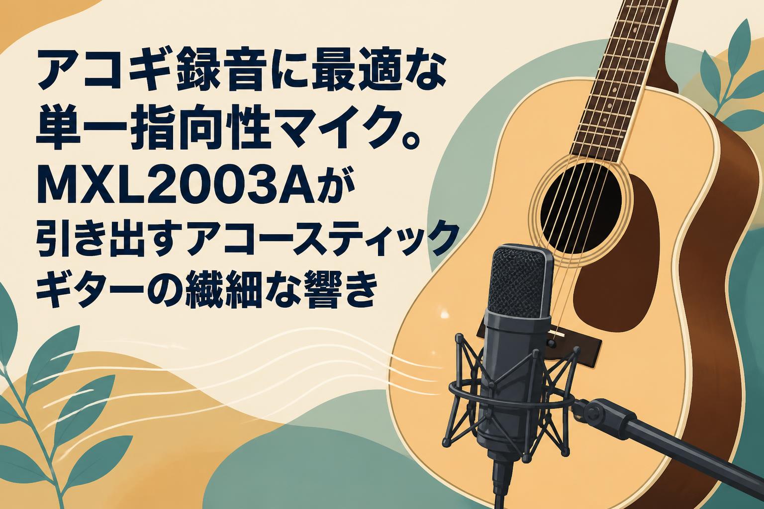 アコギ録音に最適な単一指向性マイク。MXL2003Aが引き出すアコースティックギターの繊細な響き