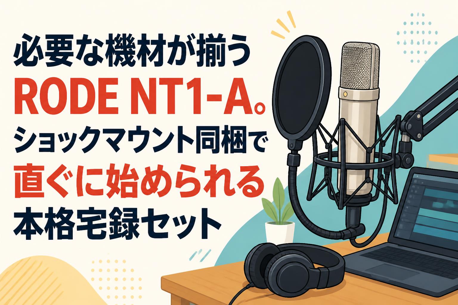 必要な機材が揃うRODE NT1-A。ショックマウント同梱で直ぐに始められる本格宅録セット