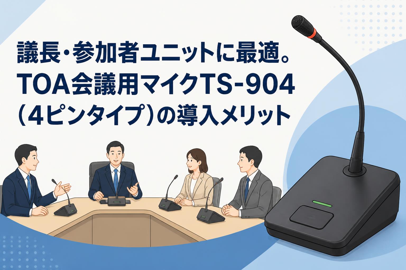 議長・参加者ユニットに最適。TOA会議用マイクTS-904（4ピンタイプ）の導入メリット