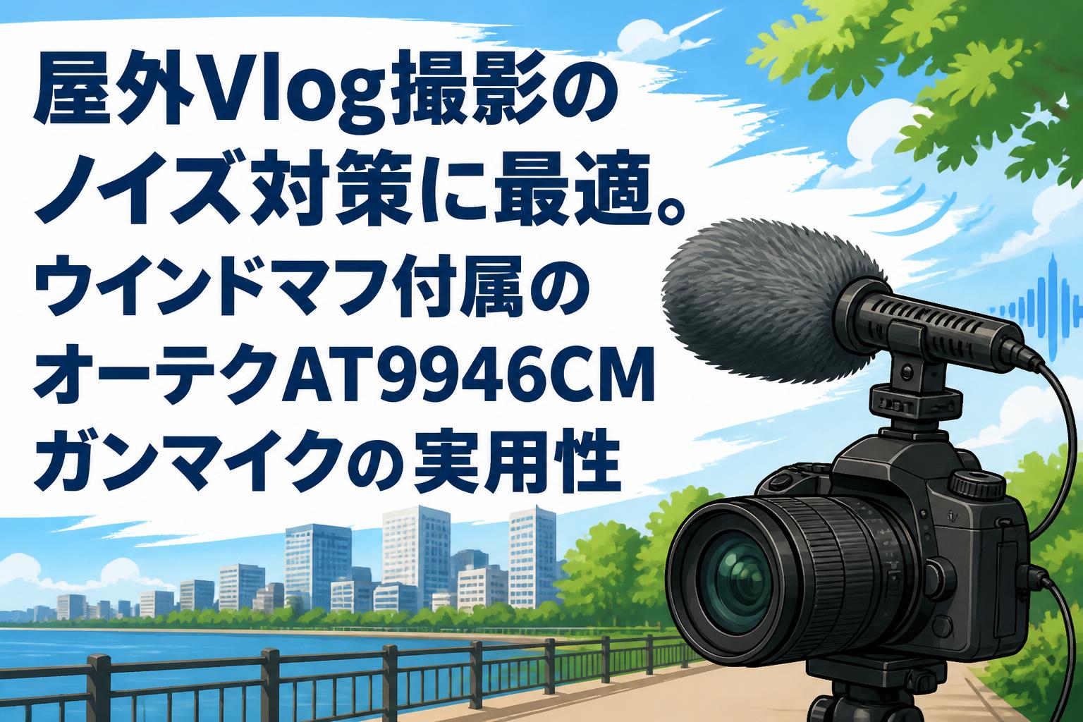 屋外Vlog撮影のノイズ対策に最適。ウインドマフ付属のオーテクAT9946CMガンマイクの実用性