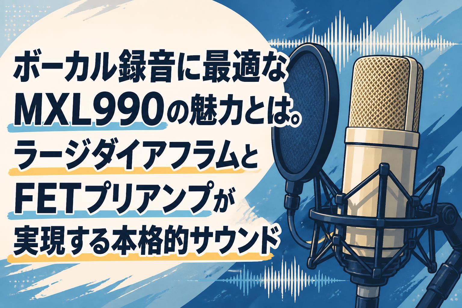 ボーカル録音に最適なMXL990の魅力とは。ラージダイアフラムとFETプリアンプが実現する本格的サウンド