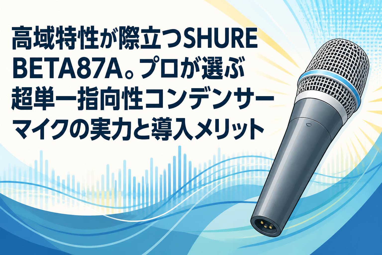 高域特性が際立つSHURE BETA87A。プロが選ぶ超単一指向性コンデンサーマイクの実力と導入メリット