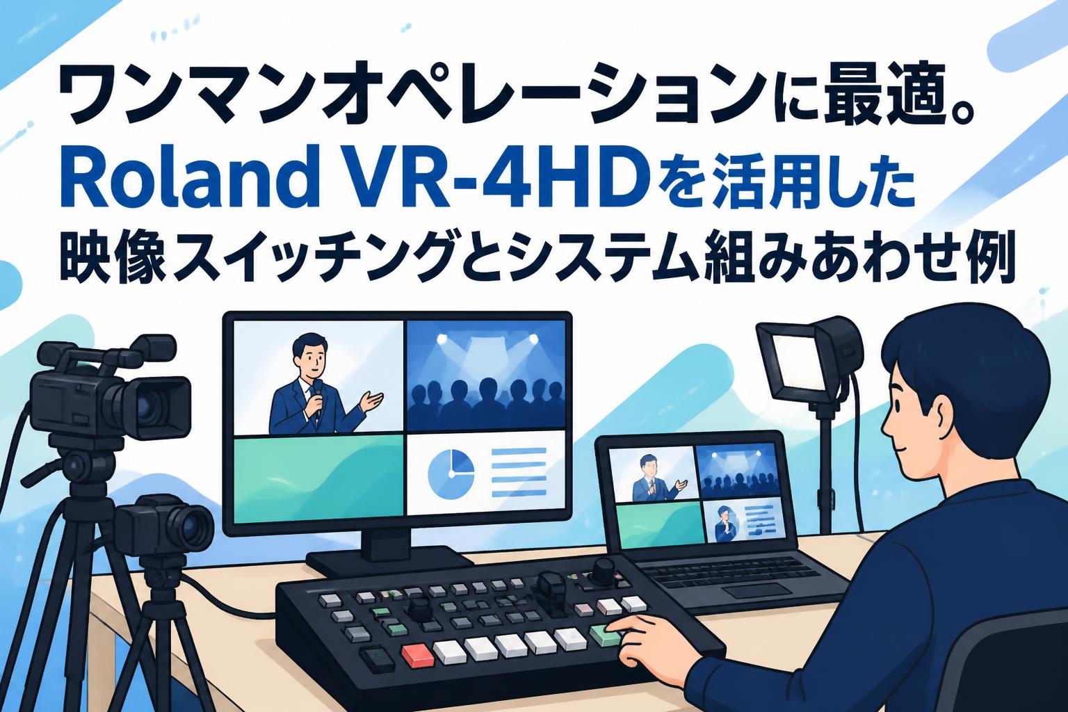 ワンマンオペレーションに最適。Roland VR-4HDを活用した映像スイッチングとシステム組みあわせ例