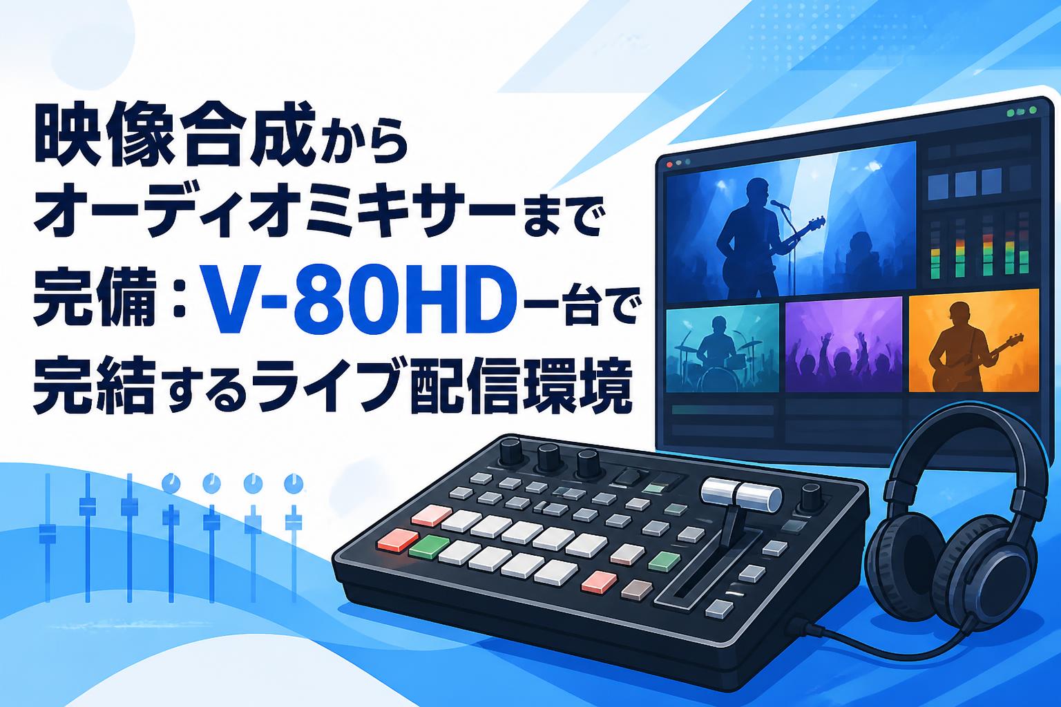 映像合成からオーディオミキサーまで完備：V-80HD一台で完結するライブ配信環境