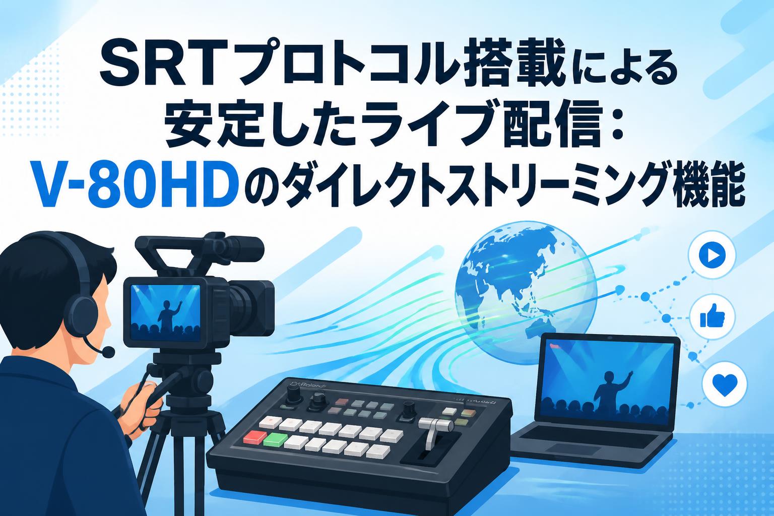 SRTプロトコル搭載による安定したライブ配信：V-80HDのダイレクトストリーミング機能