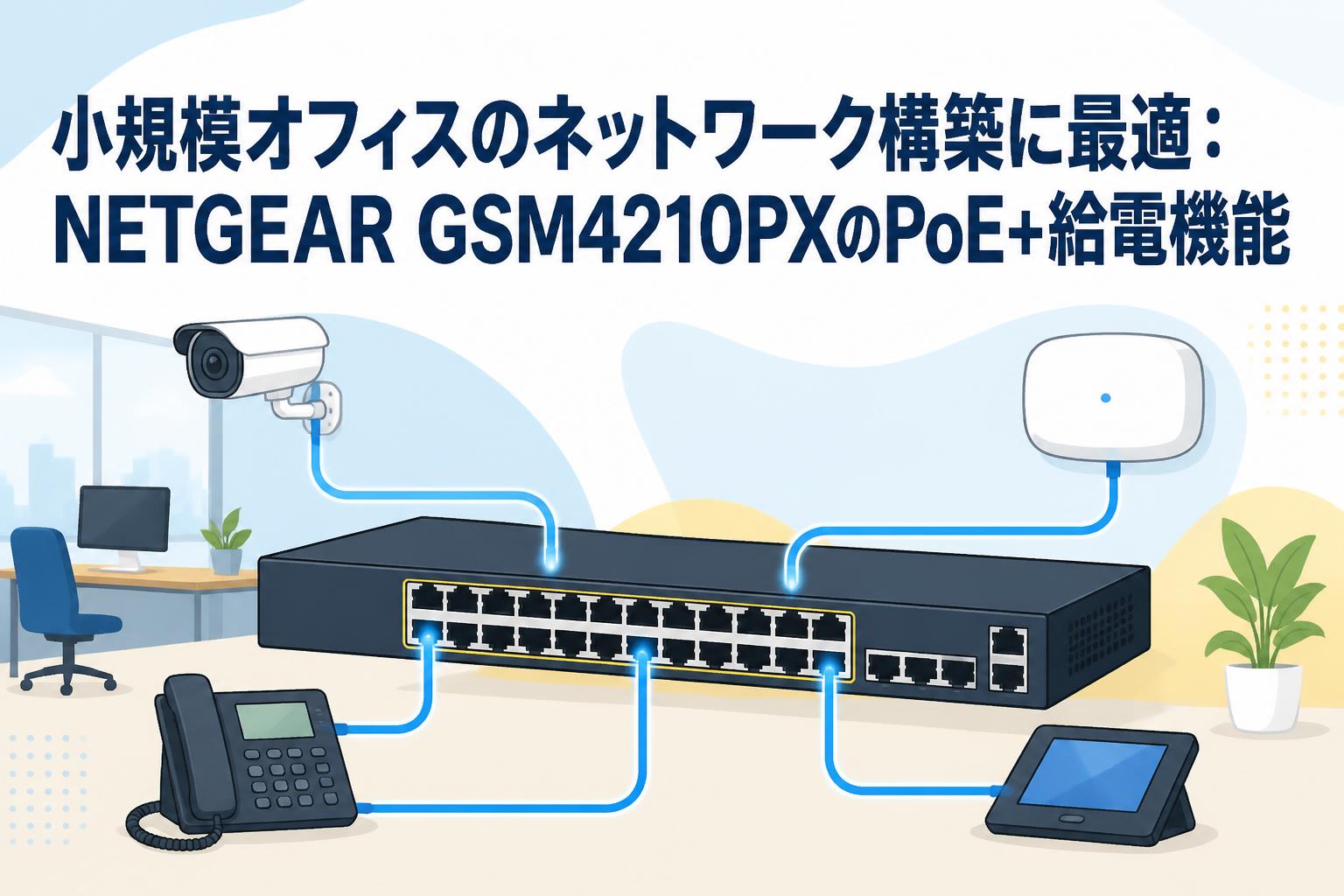 小規模オフィスのネットワーク構築に最適：NETGEAR GSM4210PXのPoE+給電機能