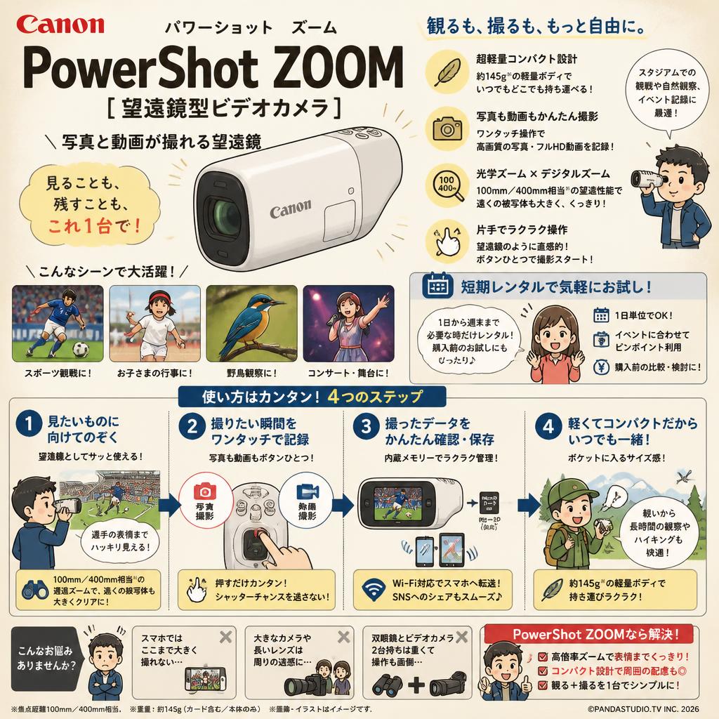 Canon PowerShot ZOOM [望遠鏡型ビデオカメラ] 写真と動画が撮れる望遠鏡 おもな対象のお客様