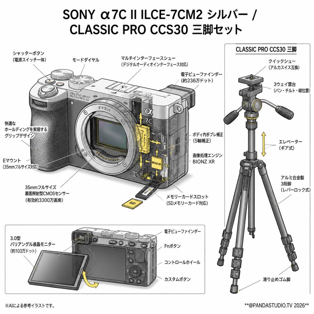 SONY α7C II ILCE-7CM2  シルバー / CLASSIC PRO CCS30 三脚セット スペック