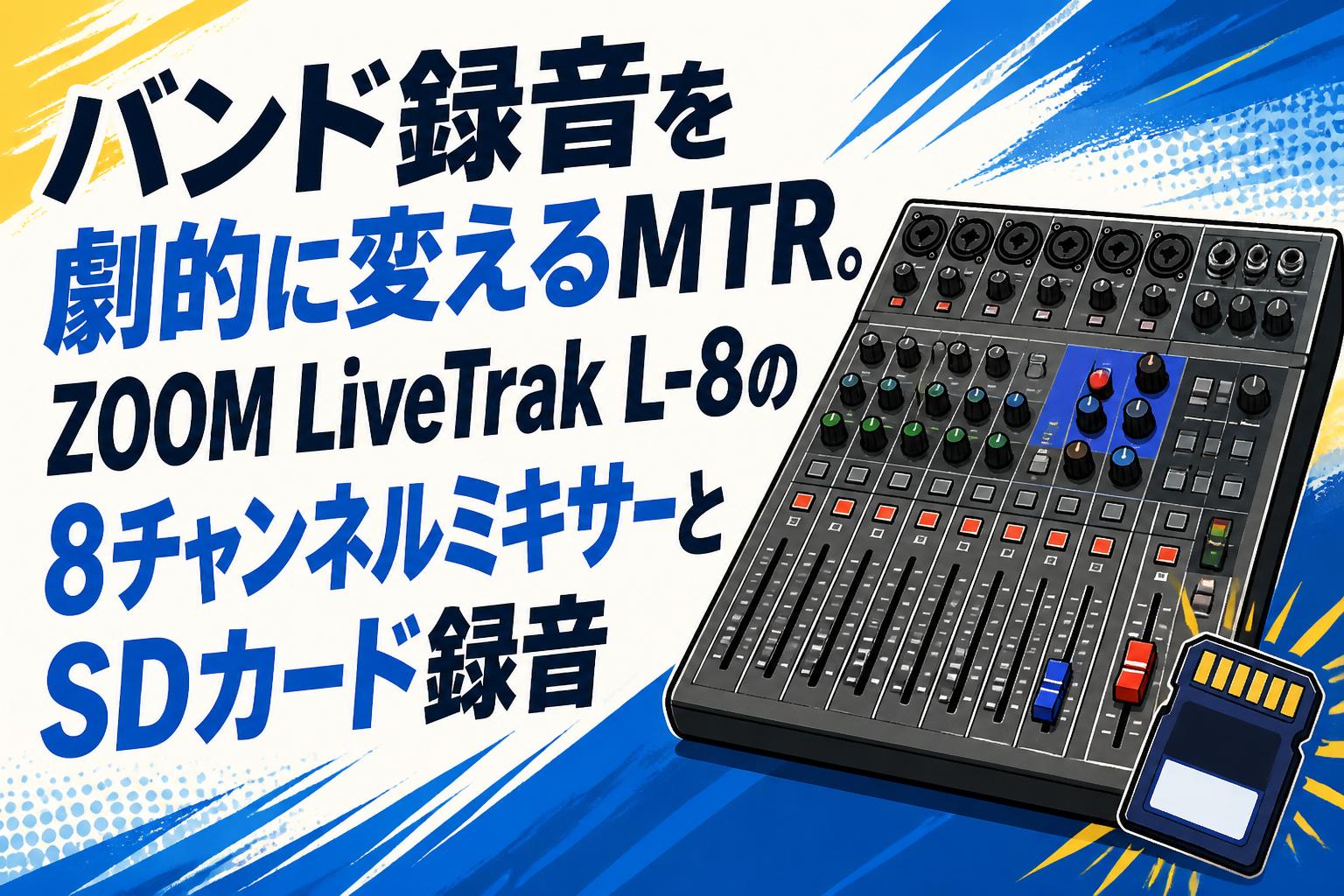 バンド録音を劇的に変えるMTR。ZOOM LiveTrak L-8の8チャンネルミキサーとSDカード録音