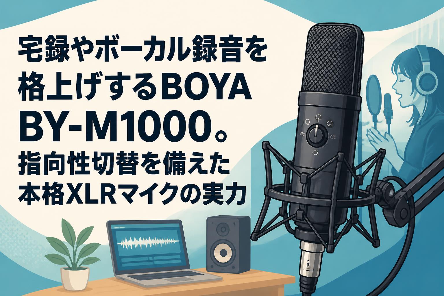 宅録やボーカル録音を格上げするBOYA BY-M1000。指向性切替を備えた本格XLRマイクの実力