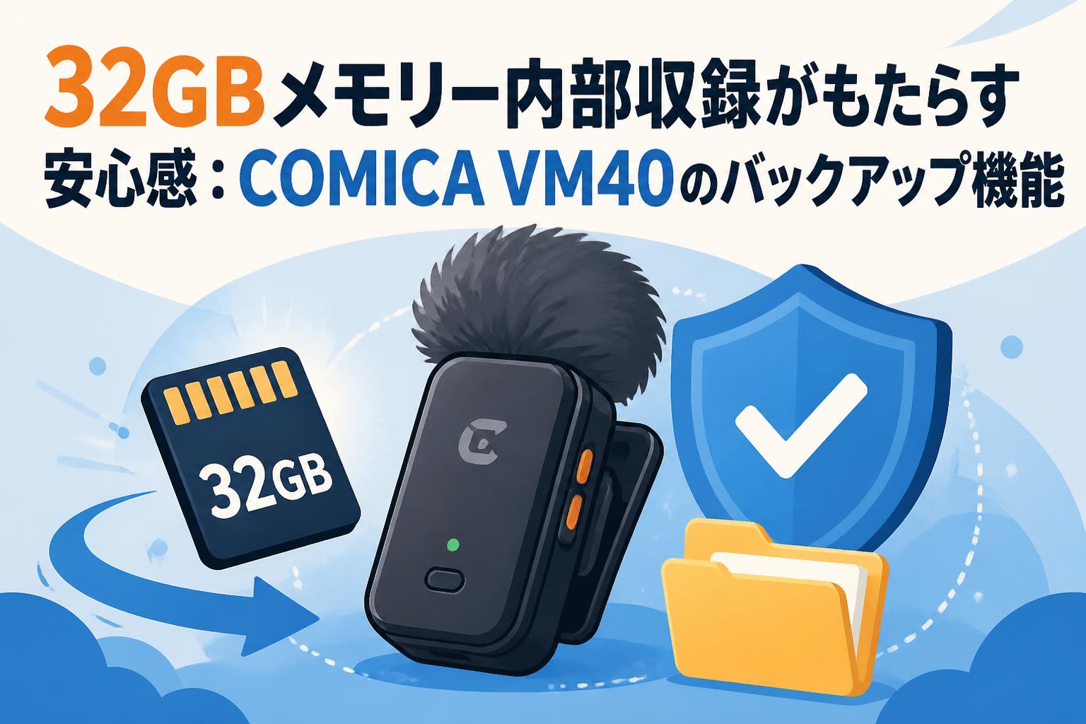 32GBメモリー内部収録がもたらす安心感：COMICA VM40のバックアップ機能