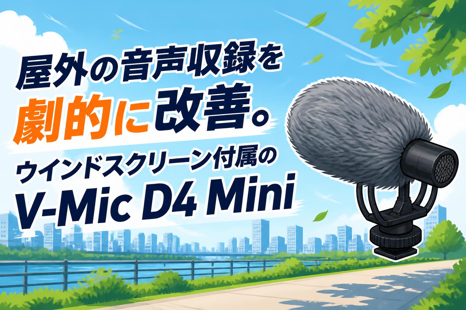 屋外の音声収録を劇的に改善。ウインドスクリーン付属のV-Mic D4 Mini