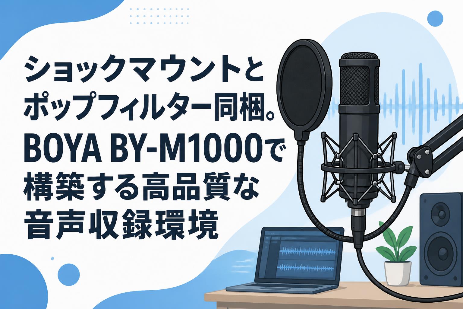 ショックマウントとポップフィルター同梱。BOYA BY-M1000で構築する高品質な音声収録環境