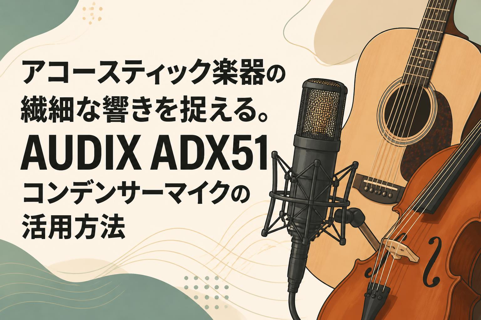 アコースティック楽器の繊細な響きを捉える。AUDIX ADX51コンデンサーマイクの活用方法