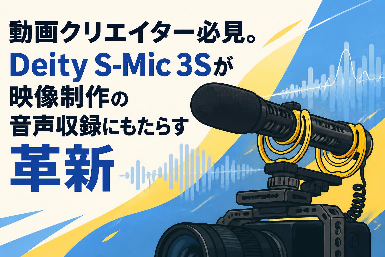 動画クリエイター必見。Deity S-Mic 3Sが映像制作の音声収録にもたらす革新