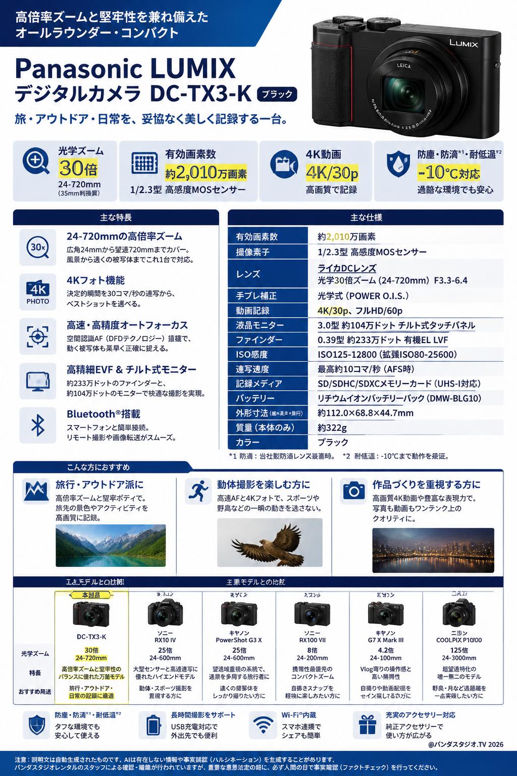 Panasonic LUMIX デジタルカメラ DC-TX3-K ブラック