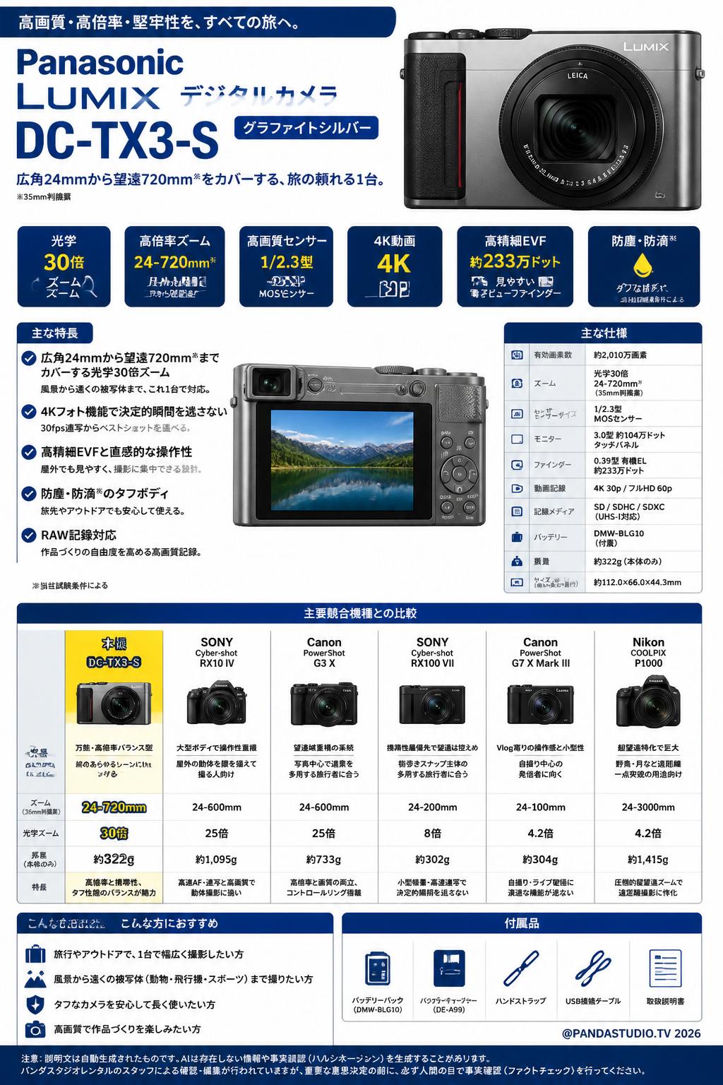 Panasonic LUMIX デジタルカメラ DC-TX3-S グラファイトシルバー
