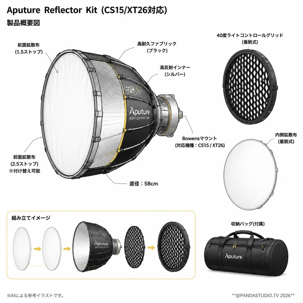 Aputure Reflector Kit (CS15/XT26対応) スペック
