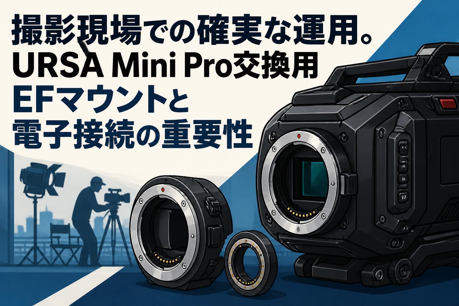 撮影現場での確実な運用。URSA Mini Pro交換用EFマウントと電子接続の重要性