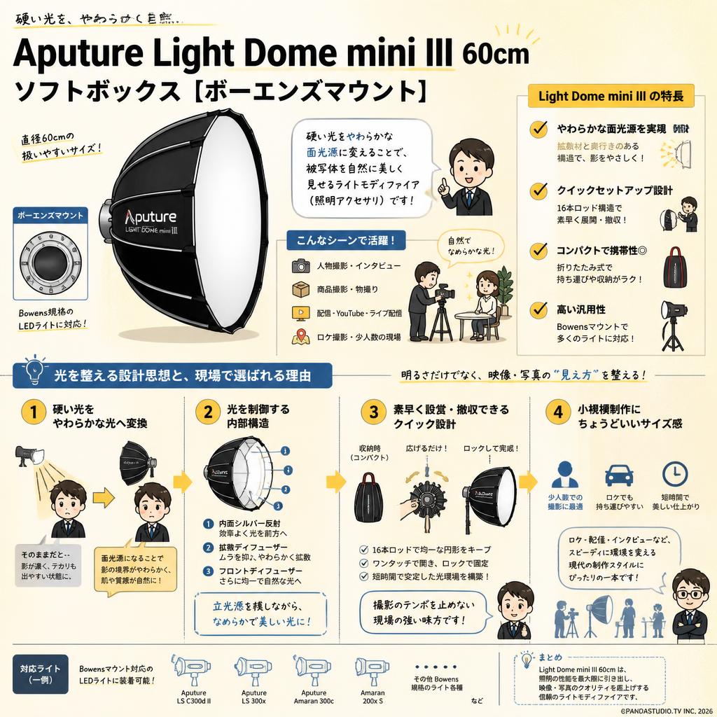 Aputure Light Dome mini III 60cm ソフトボックス   [ボーエンズマウント] 概要