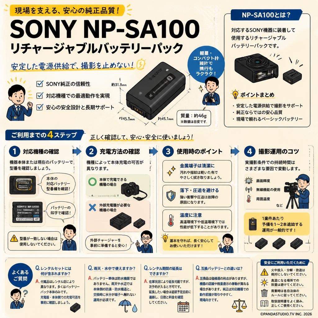 SONY NP-SA100 リチャージャブルバッテリーパック FAQ（よくある質問と答え）
