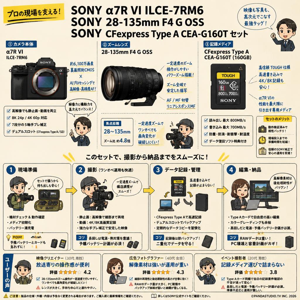 SONY α7R VI ILCE-7RM6 / SONY 28-135mm F4 G OSS / SONY CFexpress Type A CEA-G160T セット インターネット上のお客様の声（評判）