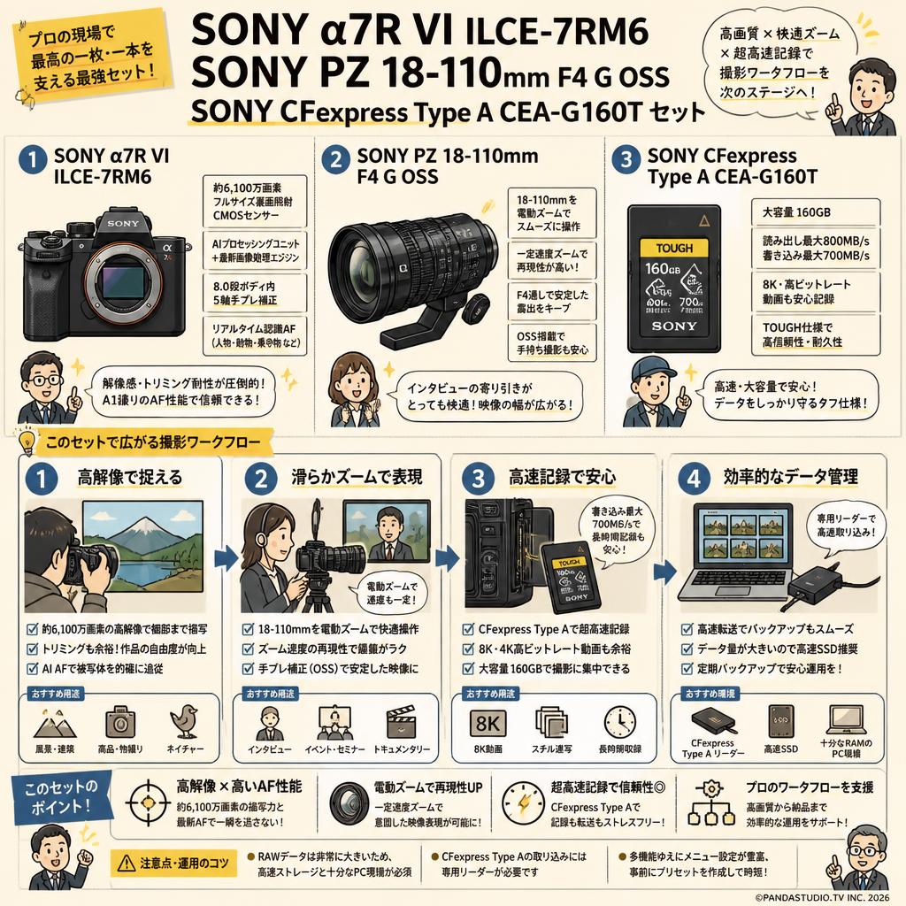 SONY α7R VI ILCE-7RM6 / SONYE PZ 18-110mm F4 G OSS / SONY CFexpress Type A CEA-G160T セット インターネット上のお客様の声（評判）