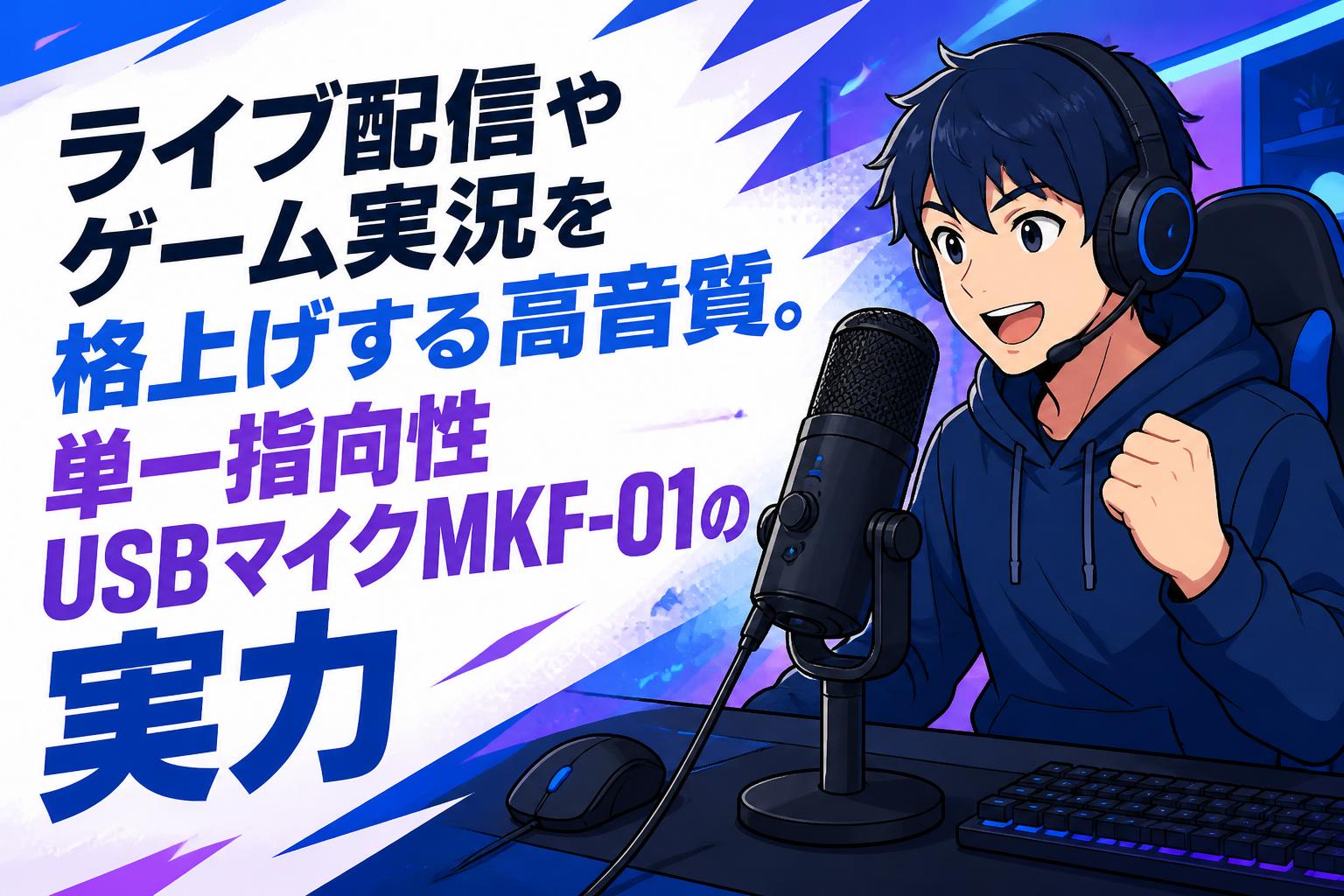 ライブ配信やゲーム実況を格上げする高音質。単一指向性USBマイクMKF-01の実力