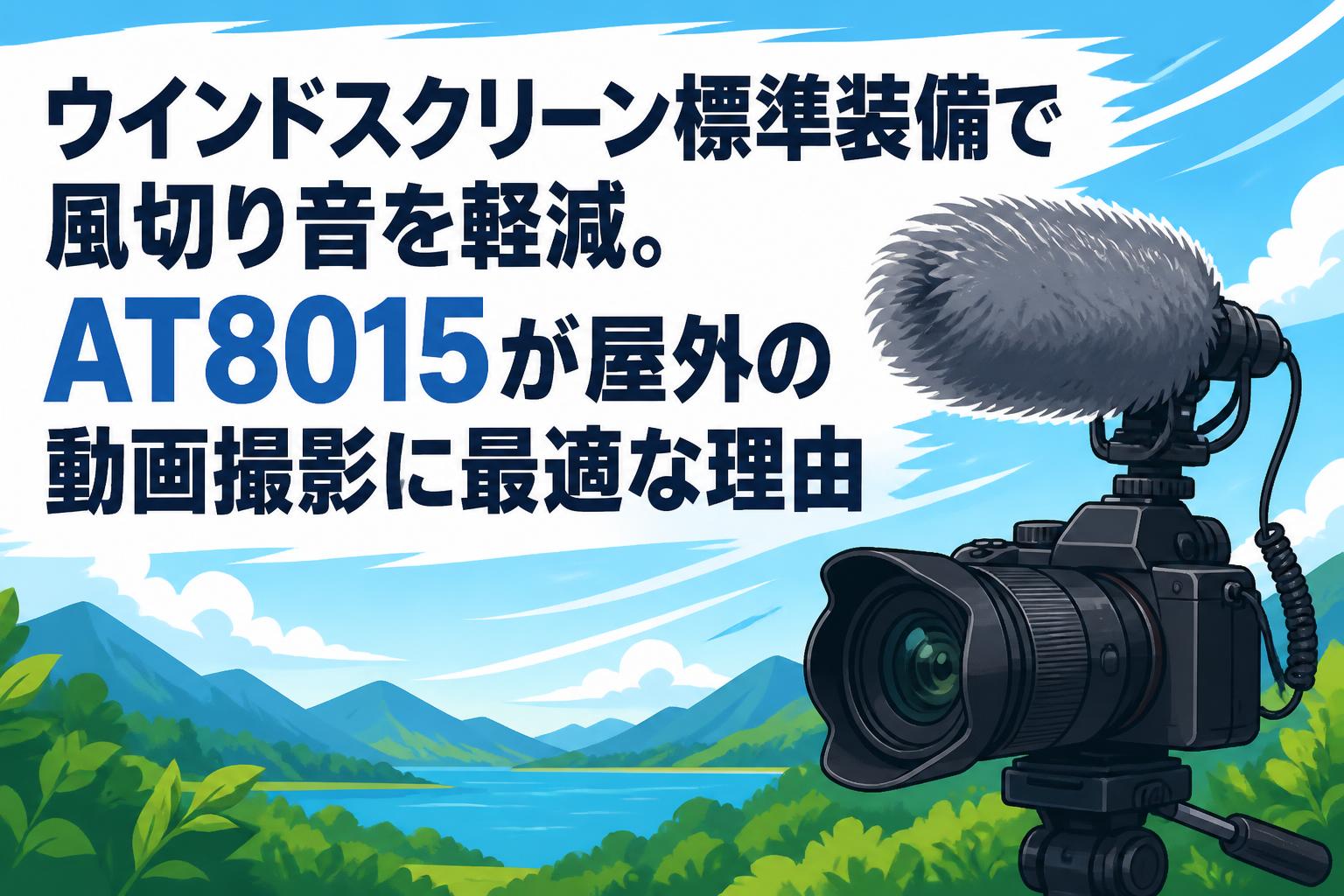 ウインドスクリーン標準装備で風切り音を軽減。AT8015が屋外の動画撮影に最適な理由