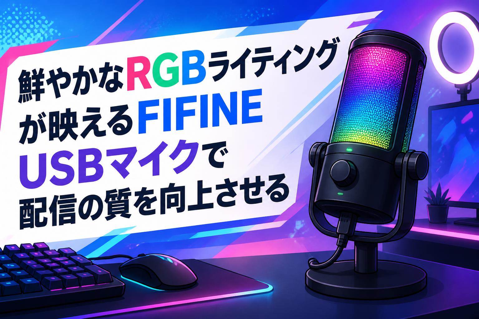 鮮やかなRGBライティングが映えるFIFINE USBマイクで配信の質を向上させる