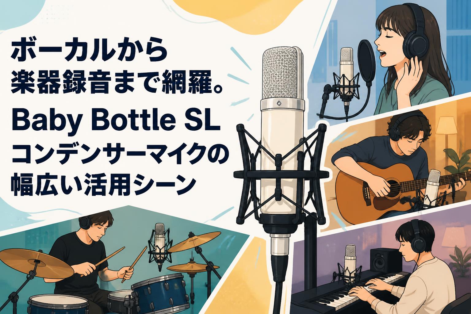 ボーカルから楽器録音まで網羅。Baby Bottle SLコンデンサーマイクの幅広い活用シーン