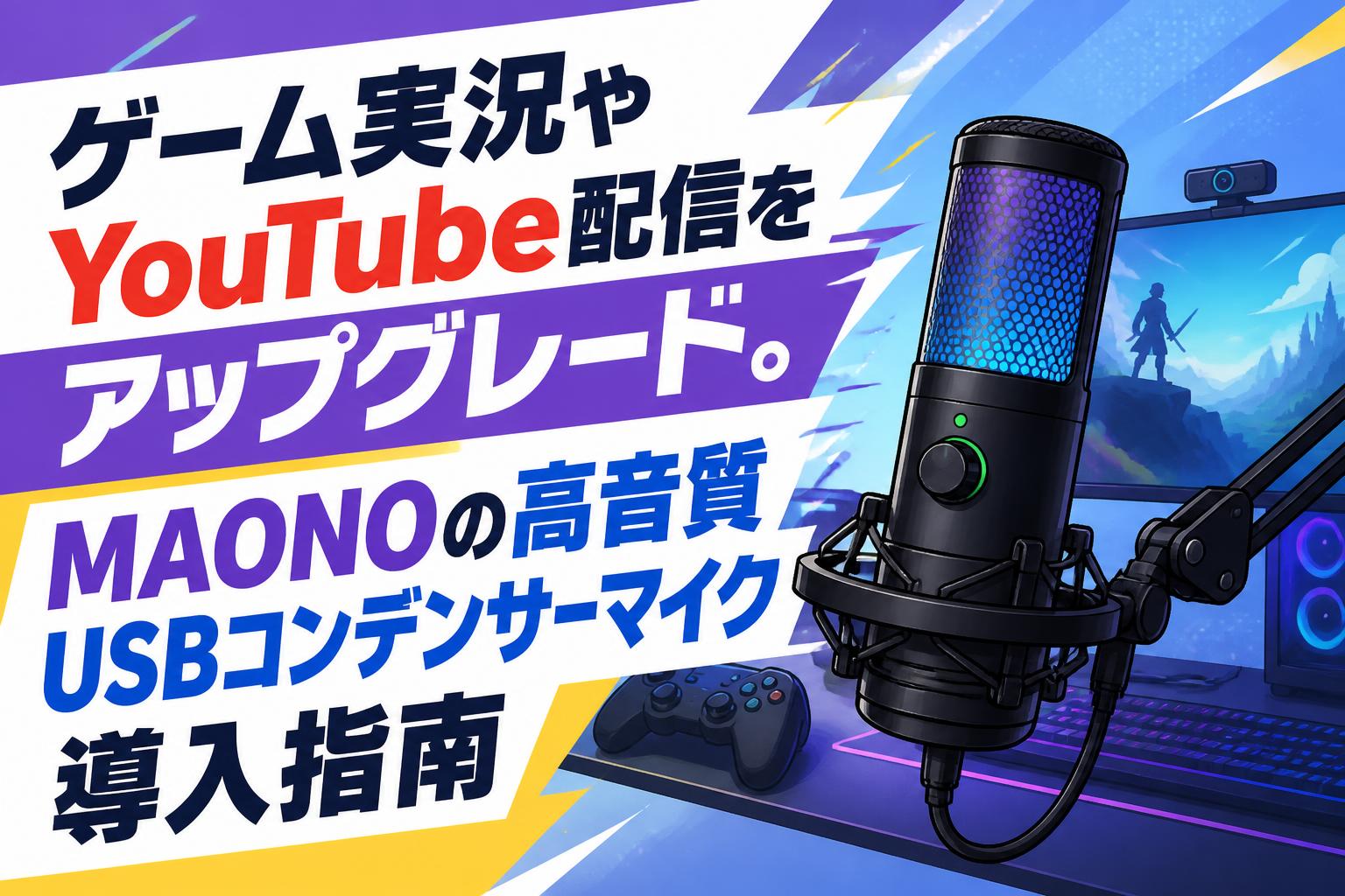 ゲーム実況やYouTube配信をアップグレード。MAONOの高音質USBコンデンサーマイク導入指南