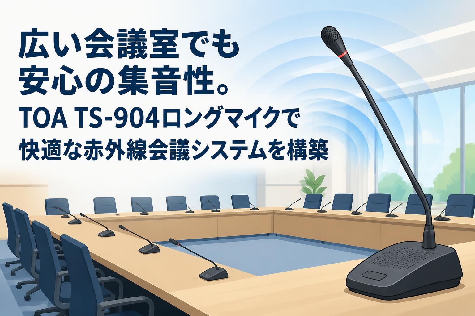 広い会議室でも安心の集音性。TOA TS-904ロングマイクで快適な赤外線会議システムを構築