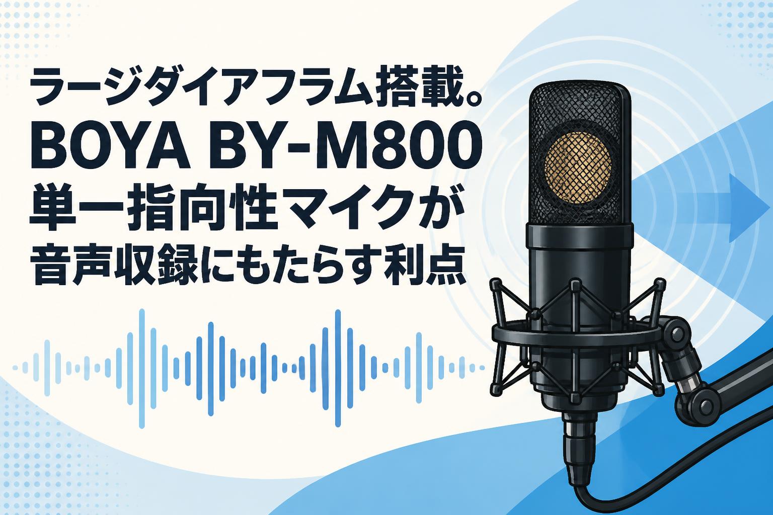 ラージダイアフラム搭載。BOYA BY-M800単一指向性マイクが音声収録にもたらす利点