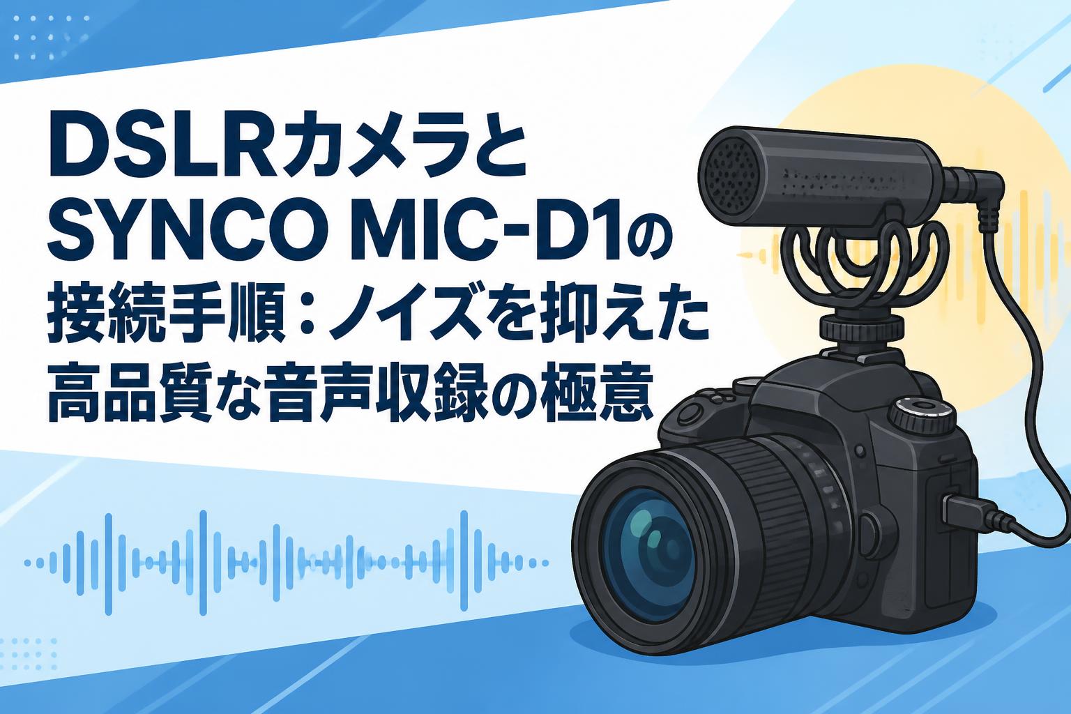 DSLRカメラとSYNCO MIC-D1の接続手順：ノイズを抑えた高品質な音声収録の極意