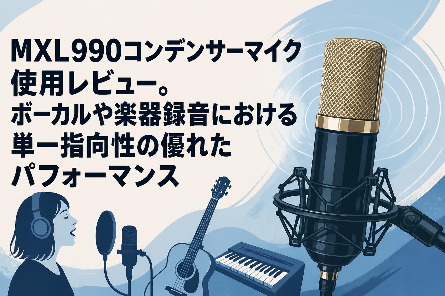 MXL990コンデンサーマイク使用レビュー。ボーカルや楽器録音における単一指向性の優れたパフォーマンス