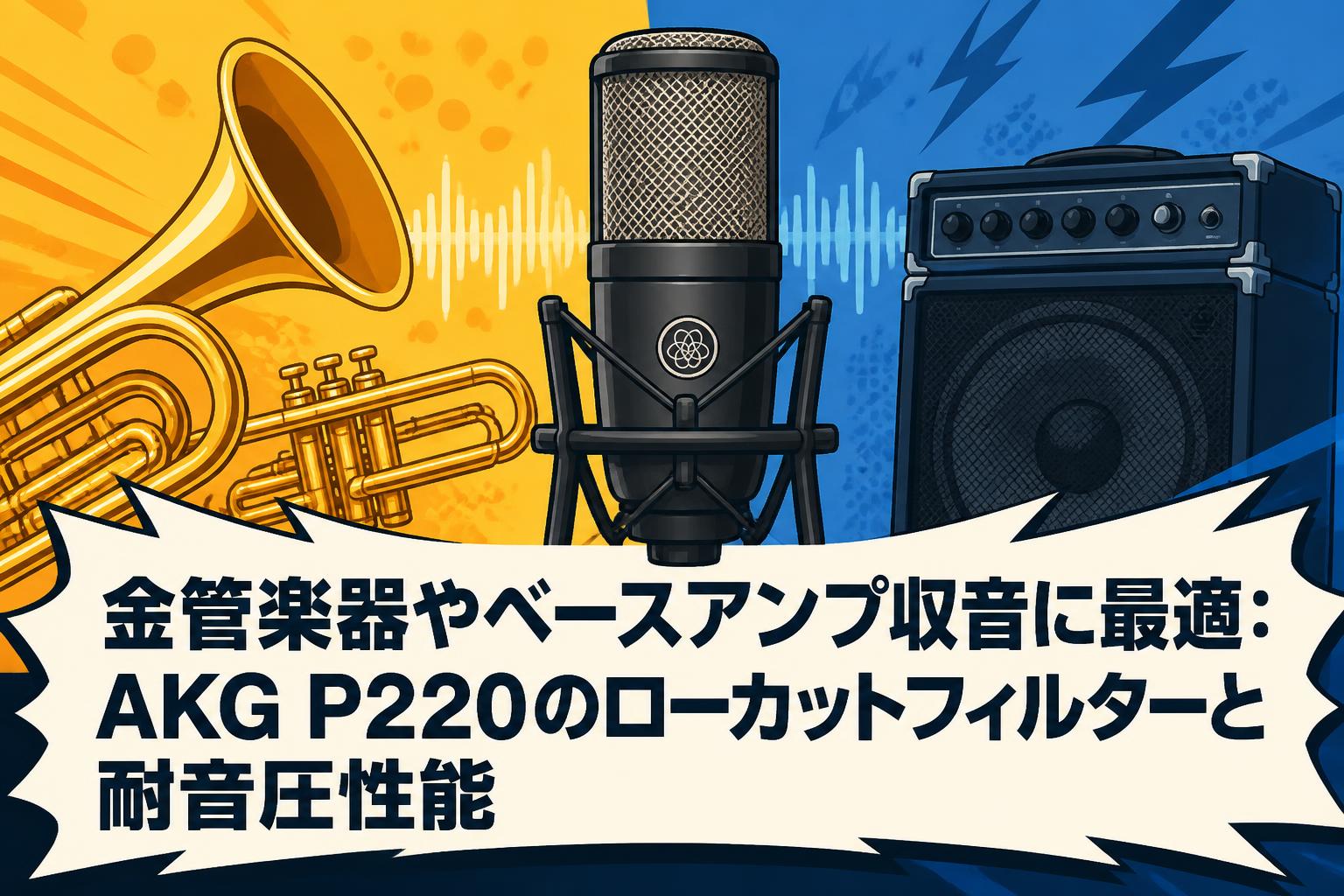 金管楽器やベースアンプ収音に最適：AKG P220のローカットフィルターと耐音圧性能