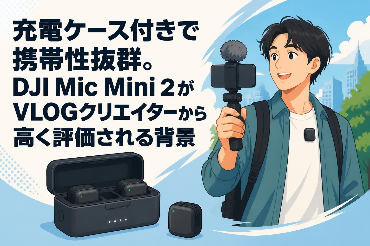 充電ケース付きで携帯性抜群。DJI Mic Mini 2がVLOGクリエイターから高く評価される背景