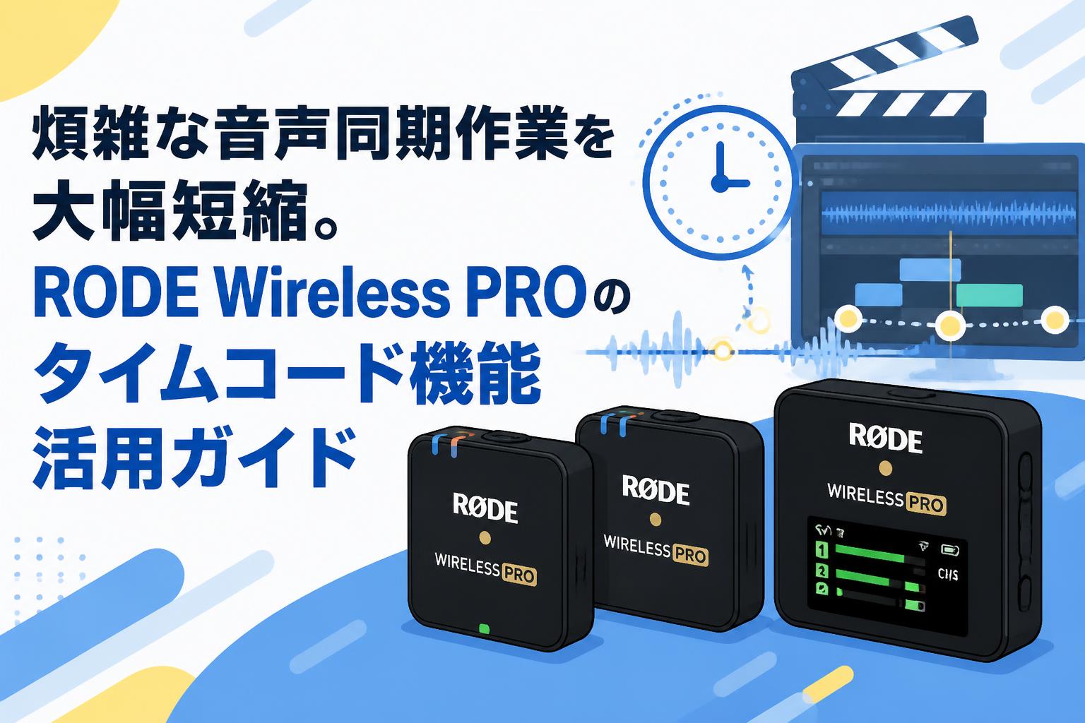 煩雑な音声同期作業を大幅短縮。RODE Wireless PROのタイムコード機能活用ガイド